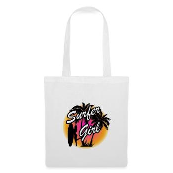 Fille surfeur plage plage été soleil été - Sac en tissu - blanc - Devant