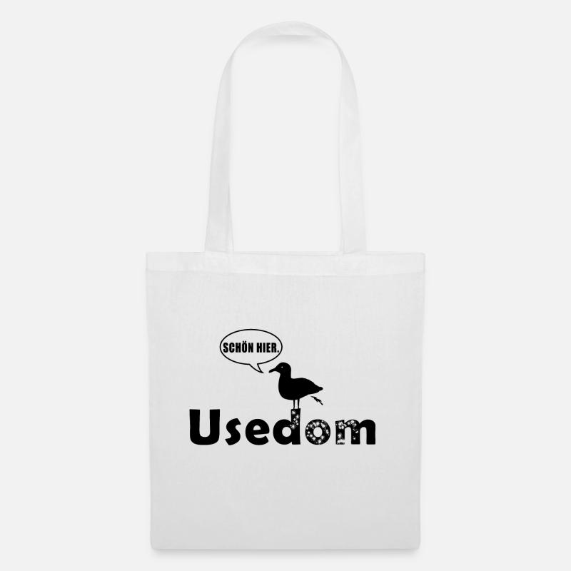 Kackende Möwe auf Usedom Geschenk und Souvenir - Stoffbeutel - Weiß