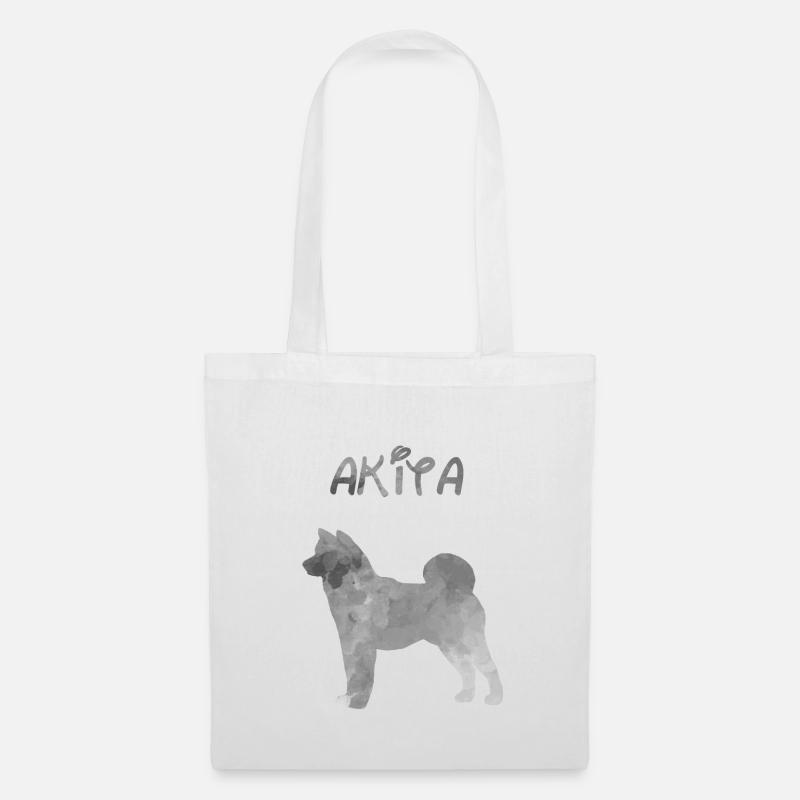 Akita in Aquarell - Stoffbeutel - Weiß
