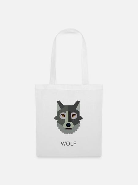Wolf text grau - Stoffbeutel - Weiß