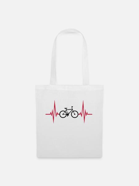 puls herzschlag frequenz fahrrad fahren sport bike - Stoffbeutel - Weiß