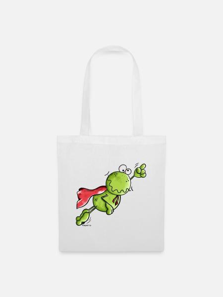 Superfrosch auf Weltreise - Stoffbeutel - Weiß