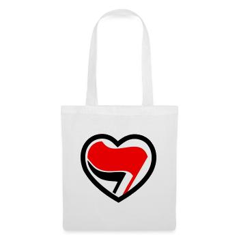 Antifa Logo in Herzform - Stoffbeutel - Weiß - Vorne