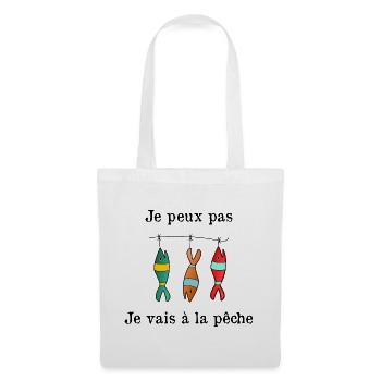 JE PEUX PAS. PÊCHE. PÊCHEUR. RETRAITE. SARDINE - Sac en tissu - blanc - Devant