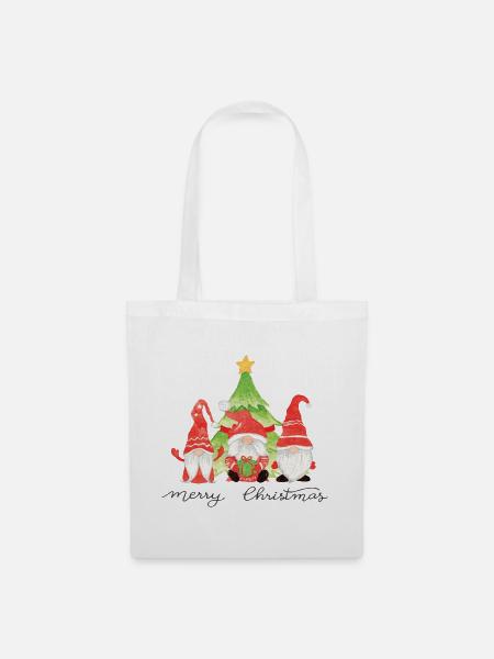Gnome Frohe Weihnachten Gnomes Weihnachtsbaum - Stoffbeutel - Weiß