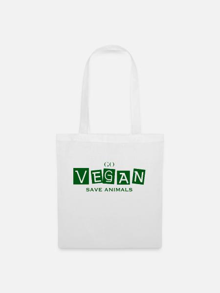 GO VEGAN - SAVE ANIMALS - Stoffbeutel - Weiß