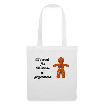 Lebkuchen Weihnachtsdesign, Gingerbread - Stoffbeutel - Weiß - Vorne