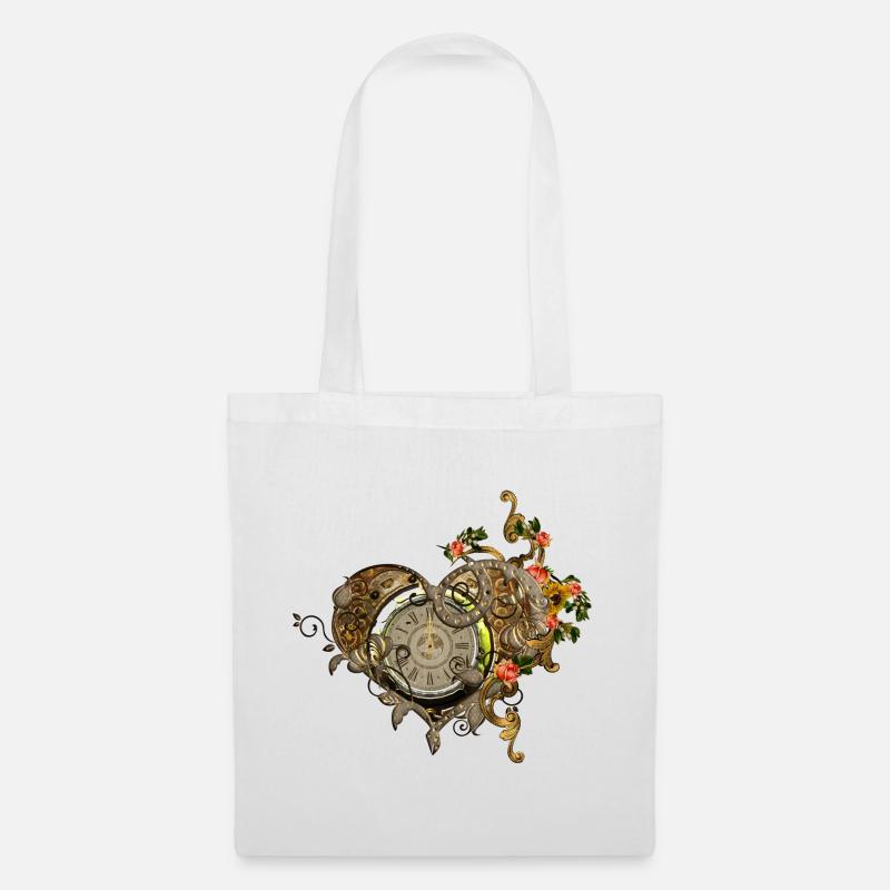 Wunderbare Steampunk-Uhr - Stoffbeutel - Weiß