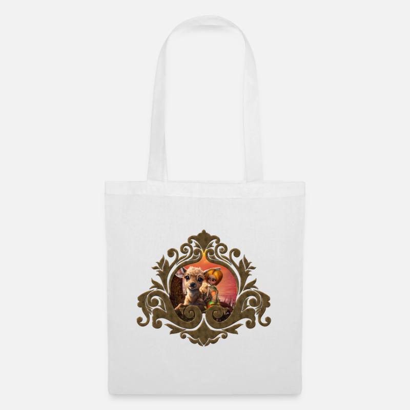 La petite fée et le faon mignon - Sac en tissu - blanc