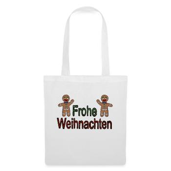 Frohe Weihnachten Lebkuchen Schneegestöber - Stoffbeutel - Weiß - Vorne