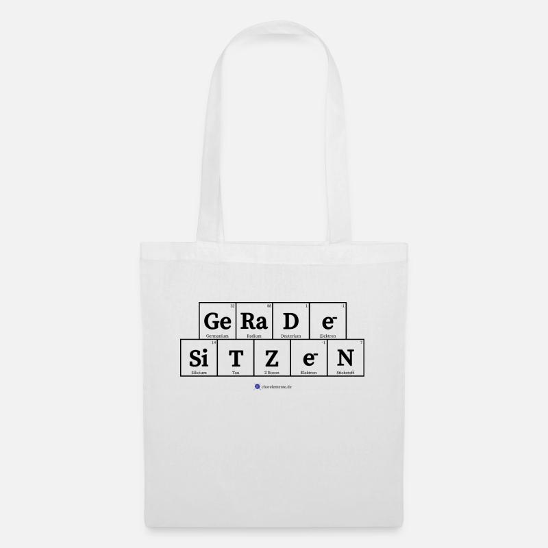 gerade sitzen (helle Stoffe) - Stoffbeutel - Weiß