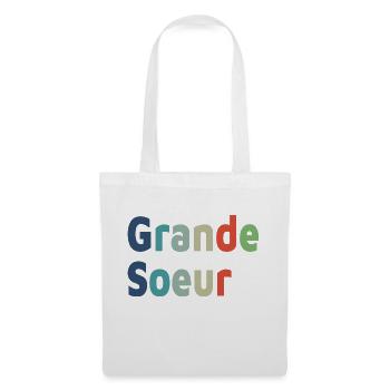 naissance, grande soeur, grande fille - Sac en tissu - blanc - Devant