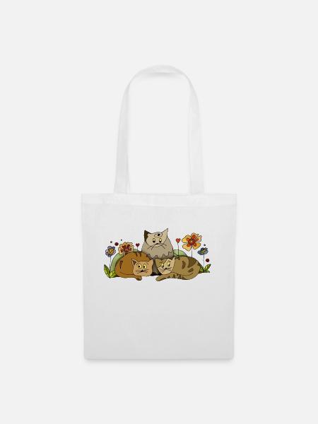 Katzen - Stoffbeutel - Weiß