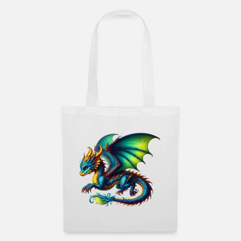 Drache - Stoffbeutel - Weiß