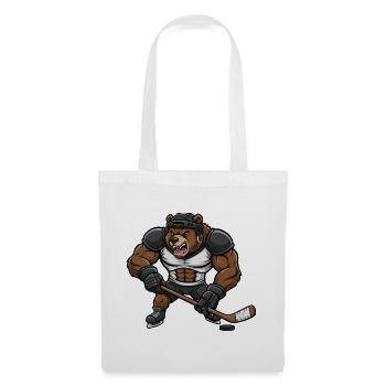 ours musclé joueur de hockey sur glace dessin animé - Sac en tissu - blanc - Devant