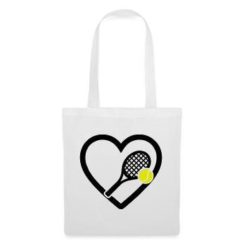 Tennis Herz Schläger Ball Sport Leidenschaft - Stoffbeutel - Weiß - Vorne