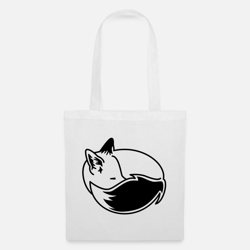 Fuchs eingekuschelt – Kawaii Fox Cartoon Design - Stoffbeutel - Weiß