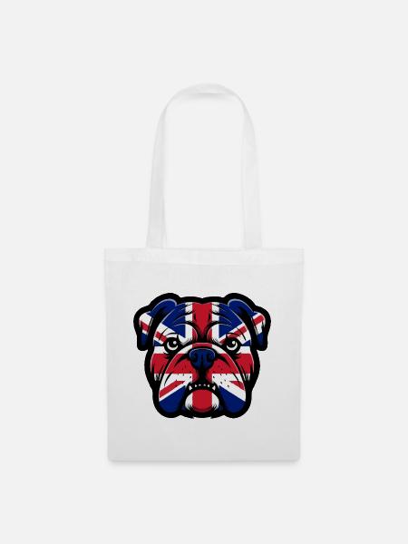Union Jack Bulldoggen-Porträt - Stoffbeutel - Weiß