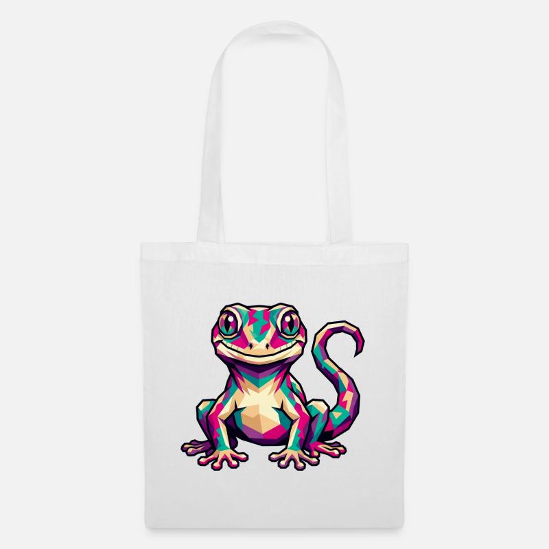 Bunter geometrischer Gecko - Stoffbeutel - Weiß