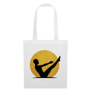 Navasana Yoga Boot Pose Silhouette Sonne - Stoffbeutel - Weiß - Vorne