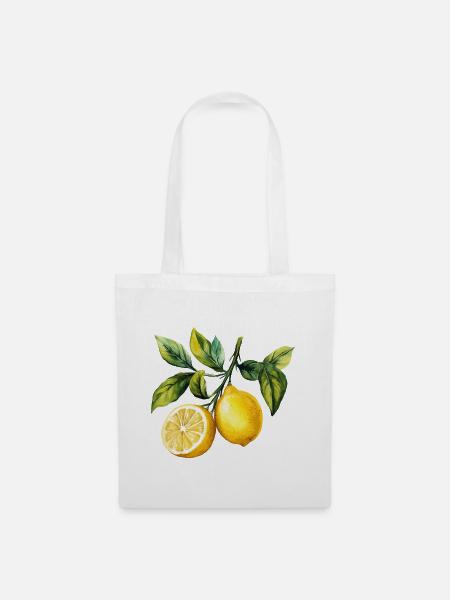 Zitronen Zitrus Zitrusfrucht Frucht Aquarell - Stoffbeutel - Weiß