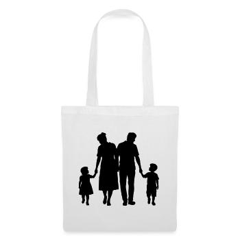 Familie Silhouette Liebe Kinder Eltern Mama Papa - Stoffbeutel - Weiß - Vorne