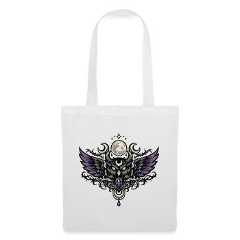 Emblème de la chouette esprit lunaire avec cristal violet - Sac en tissu - blanc - Devant