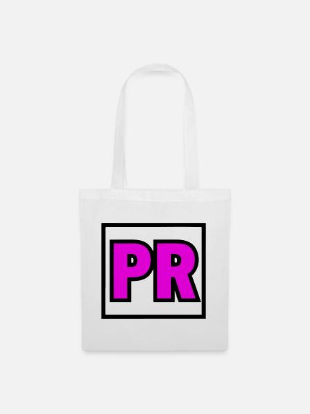 PR Initialen Rahmen Logo - Stoffbeutel - Weiß