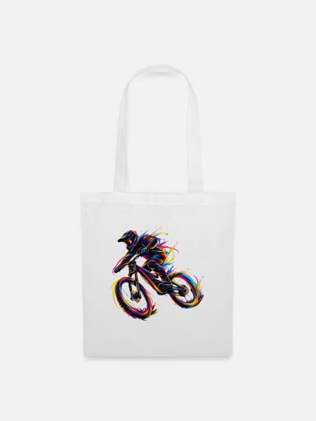 Radfahrer Downhill MTB Mountainbike Rad - Stoffbeutel - Weiß
