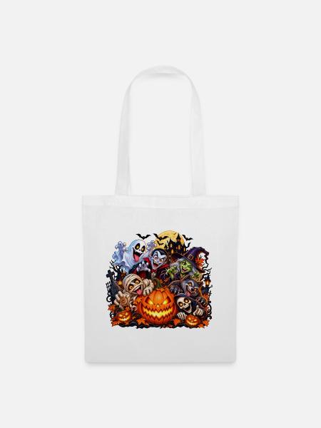 Gruselige Halloween-Gesellen - Stoffbeutel - Weiß