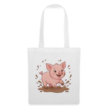 Matschspaß Schweinchen - Stoffbeutel - Weiß - Vorne