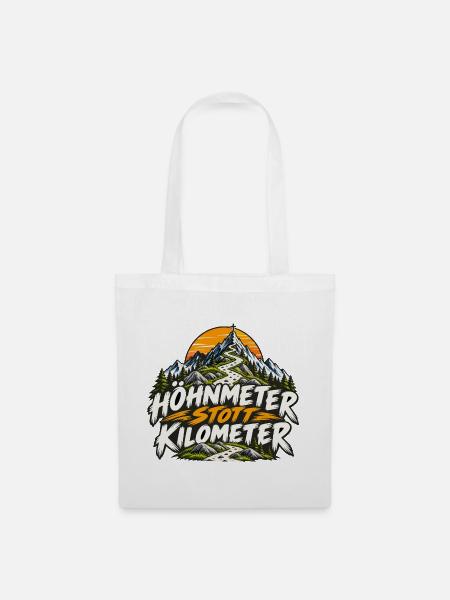 Höhnmeter stott Kilometer - Stoffbeutel - Weiß