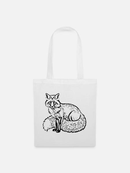 Fuchs schwarz Geschenk Waldliebhaber wanderer - Stoffbeutel - Weiß