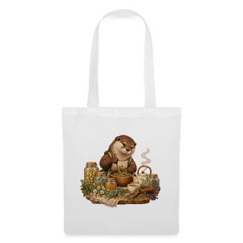 Otter mischt Kräutertee - Stoffbeutel - Weiß - Vorne