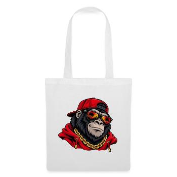 Cooler Gorilla mit Sonnenbrille – Urbane Streetwear - Stoffbeutel - Weiß - Vorne