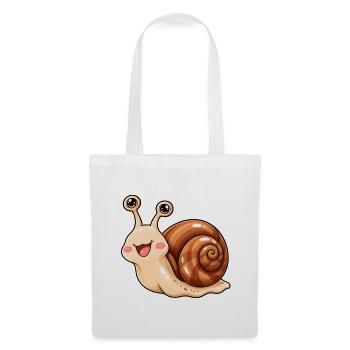 Schnecke Kawaii Style – Süßes Schneckenmotiv - Stoffbeutel - Weiß - Vorne