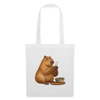 Capybara mit Zapfen-Futterspender - Stoffbeutel - Weiß - Vorne