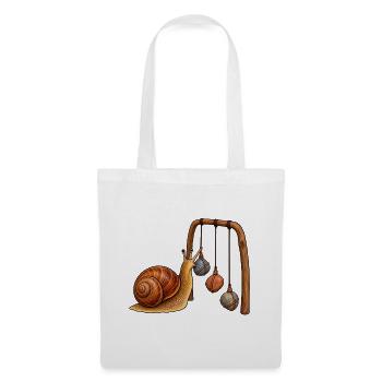 Schnecke mit Kiesel-Mobile - Stoffbeutel - Weiß - Vorne