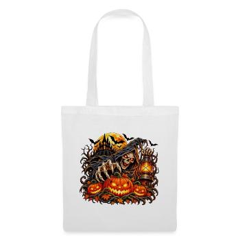 Grim Reaper Halloween Kürbis-Szene - Stoffbeutel - Weiß - Vorne