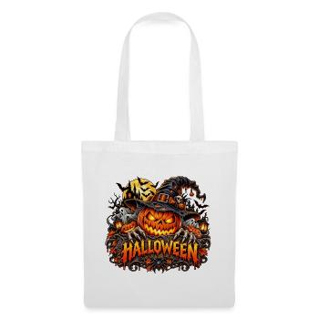 Halloween Kürbis Hexenhut - Stoffbeutel - Weiß - Vorne