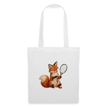 Fuchs wickelt ein Tennisgriffband - Stoffbeutel - Weiß - Vorne