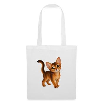 Abessinierkatze Kawaii Style – Süße Katze - Stoffbeutel - Weiß - Vorne