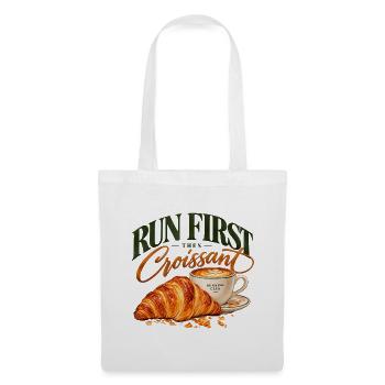 Zuerst laufen, später Croissant – Running & Coffee Club - Stoffbeutel - Weiß - Vorne