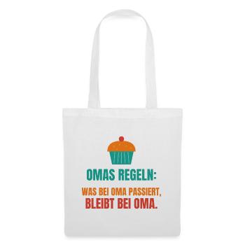 Omas Regeln: Was bei Oma passiert, bleibt bei Oma - Stoffbeutel - Weiß - Vorne