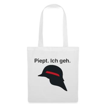 Piept. Ich geh. - Feuerwehr Geschenk Melder - Stoffbeutel - Weiß - Vorne