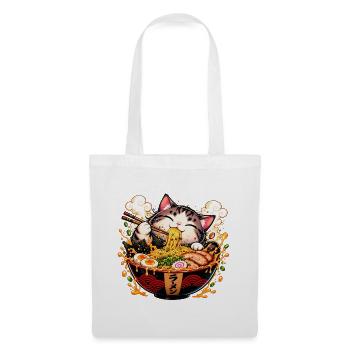 Süße Ramen-Katze – Kawaii Nudel-Liebe - Stoffbeutel - Weiß - Vorne