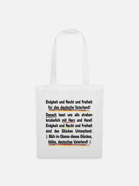 German anthem text - Tote Bag - white