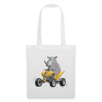 Lustiges Nashorn - Quad - Stoffbeutel - Weiß - Vorne