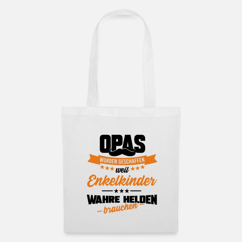 OPA HELD, GESCHENK - Stoffbeutel - Weiß