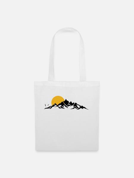 Landschaft - Berge Sonne - Stoffbeutel - Weiß